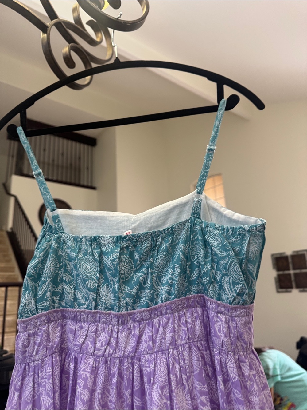 Colorblock Tiered Maxi Skirt in Teal, Lavender, and Mint - Picture 4 of 4